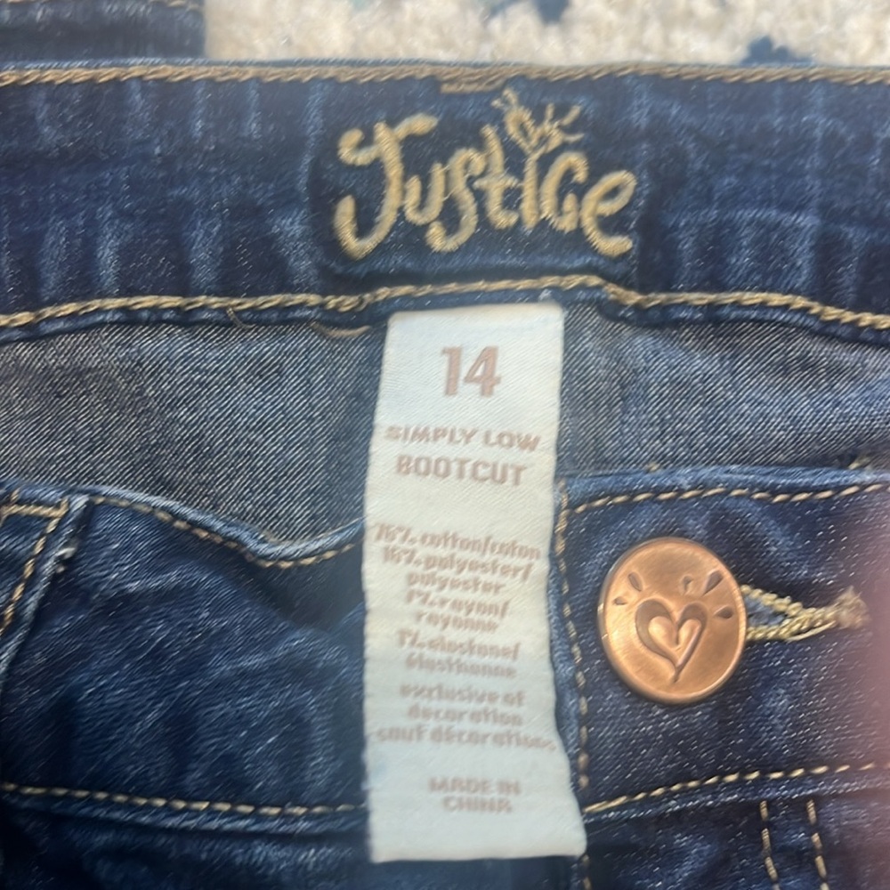 Justice and cat and Jack boot cut girls jeans, size 14 - Picture 4 of 6
